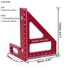 Woodworking Square Protractor Aluminum Alloy Miter Triangle Ruler High Precision Layout Measuring Tool for Engineer Carpent