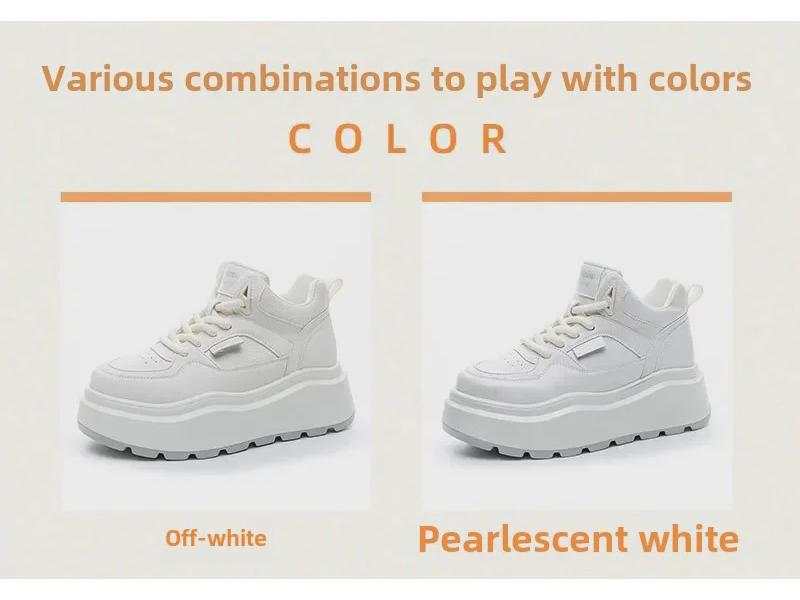 Women's Stylish Thick-Soled High-Top White Sneakers - 2025 Autumn/Winter Collection