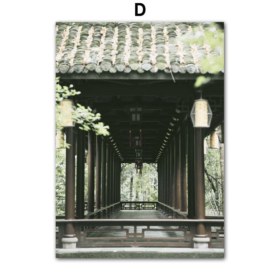 Храм пруда с лотосом, зеленый тростниковый мост, настенная живопись на холсте, постеры на скандинавскую тему и принты, домашний декор, китайские картины для гостиной