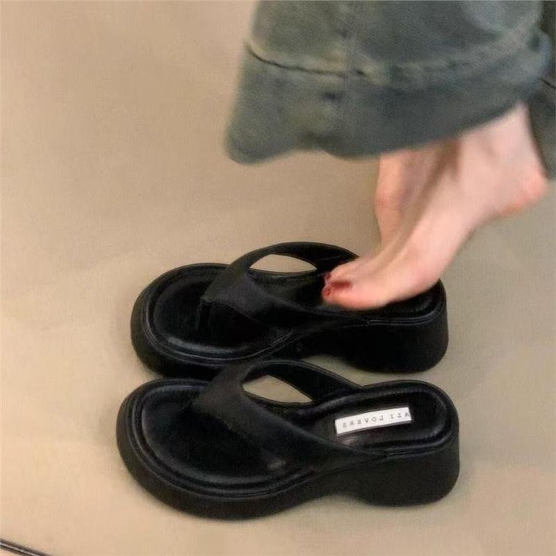 Тапочки женские новые лето 2025 милый розовый леопардовый принт носок универсальный танкетка круглая голова носить шлепанцы женские