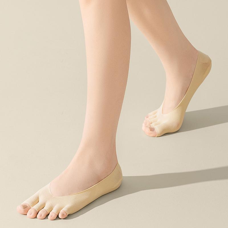 2 пары дышащих универсальных летних носков-лодочек с пятью пальцами и неглубоким носком, модные ультратонкие невидимые носки