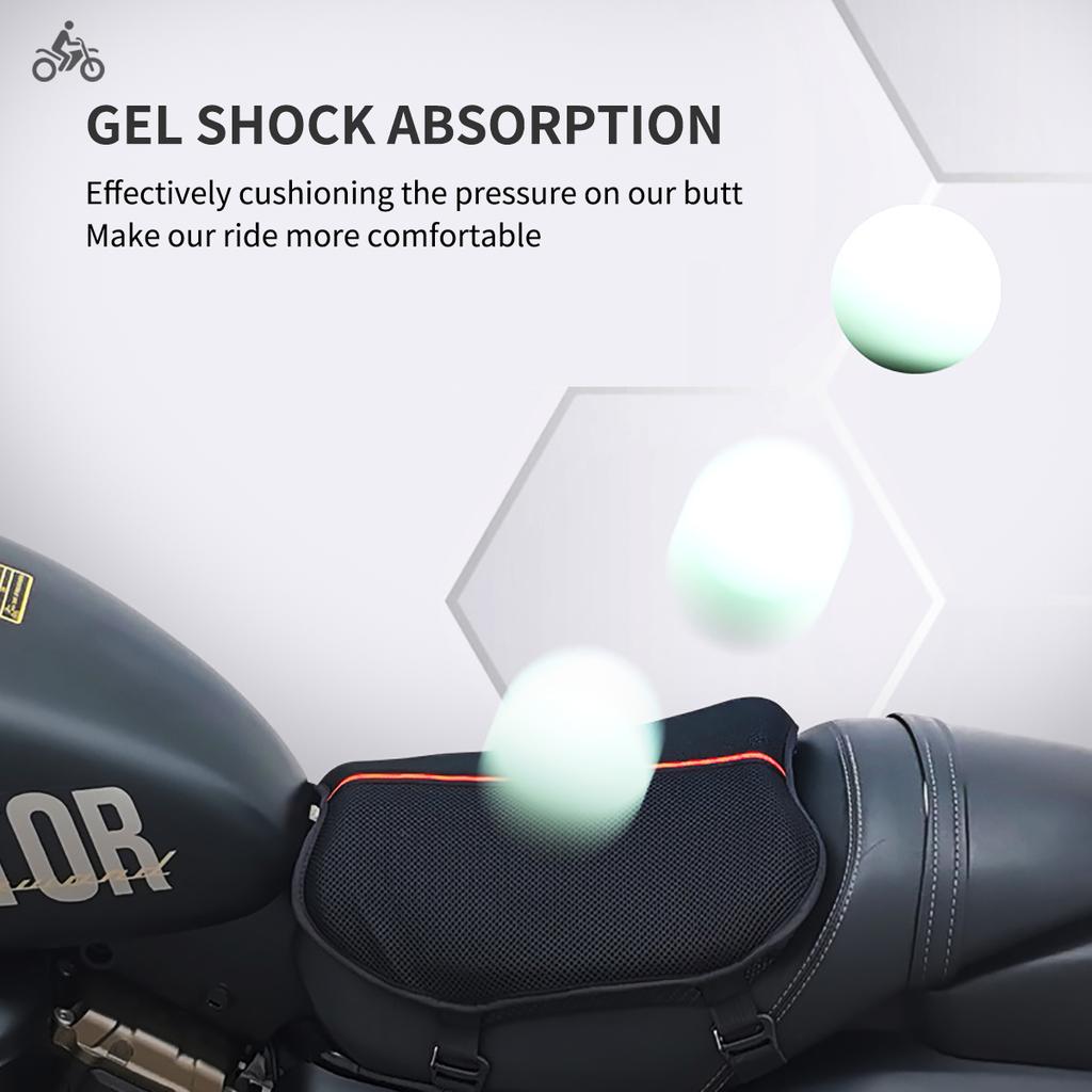 Motorcycle Seat Cushion with Sunshade Cover,Motorcycle Gel Seat Pad for Long Rides with 3D Honeycomb Shock-Absorbing Breathable