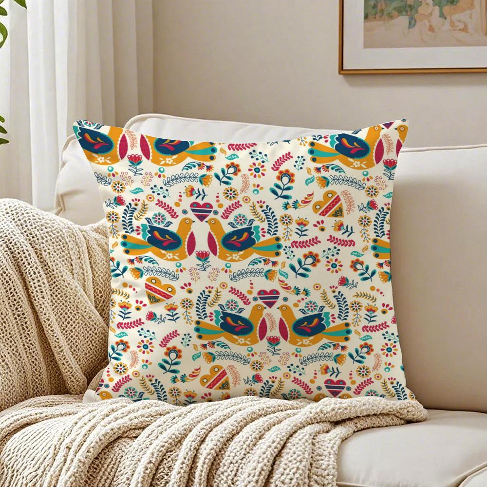 Classical Trend Moroccan Prints Flower Cushion Cover Linen Pillowcase Soft for Sofa Bed Home Room Decor