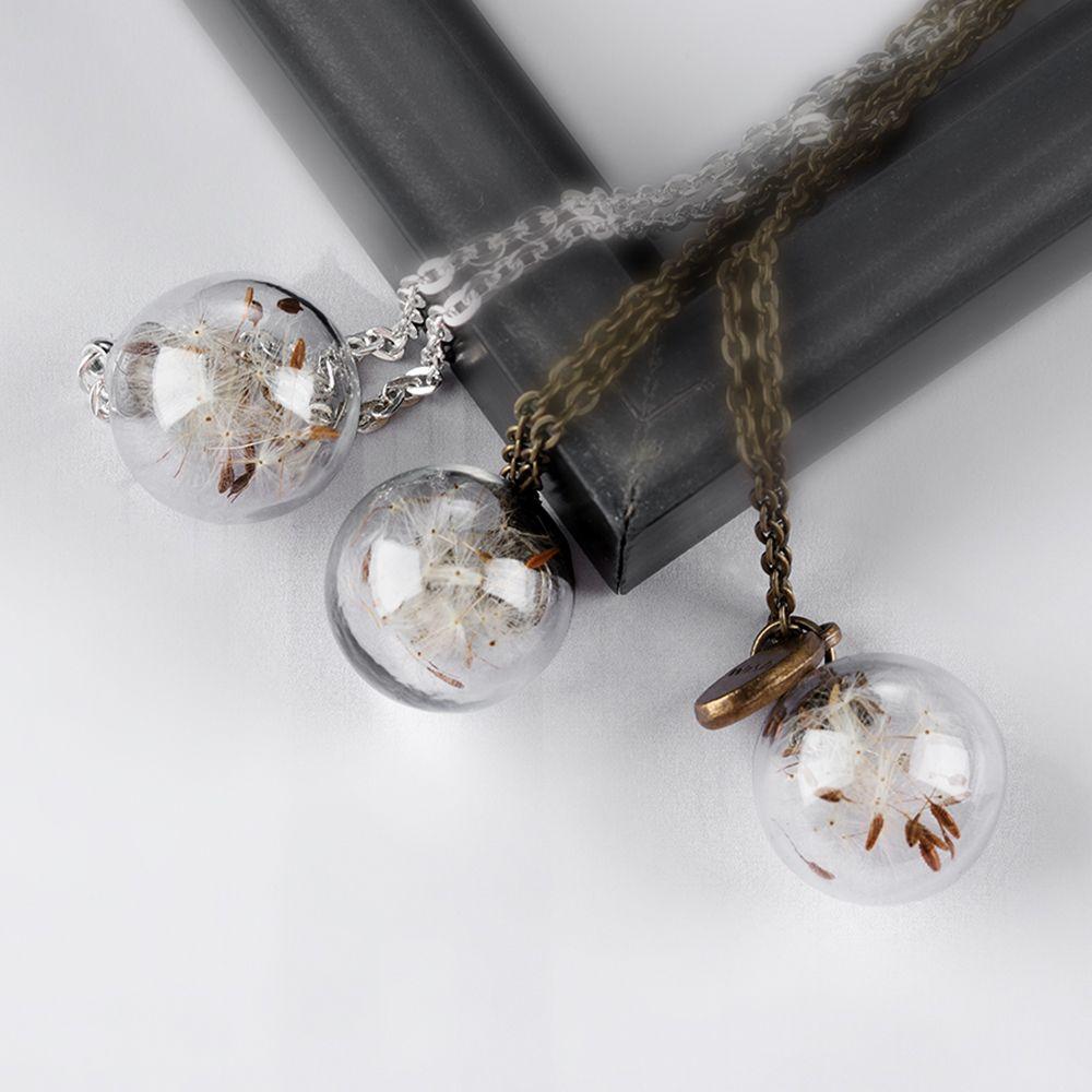 Женское новое ожерелье-подвеска с цепочкой и прозрачным хрустальным шаром «Одуванчик», ручной работы, ожерелье для загадывания желаний «Одуванчик»
