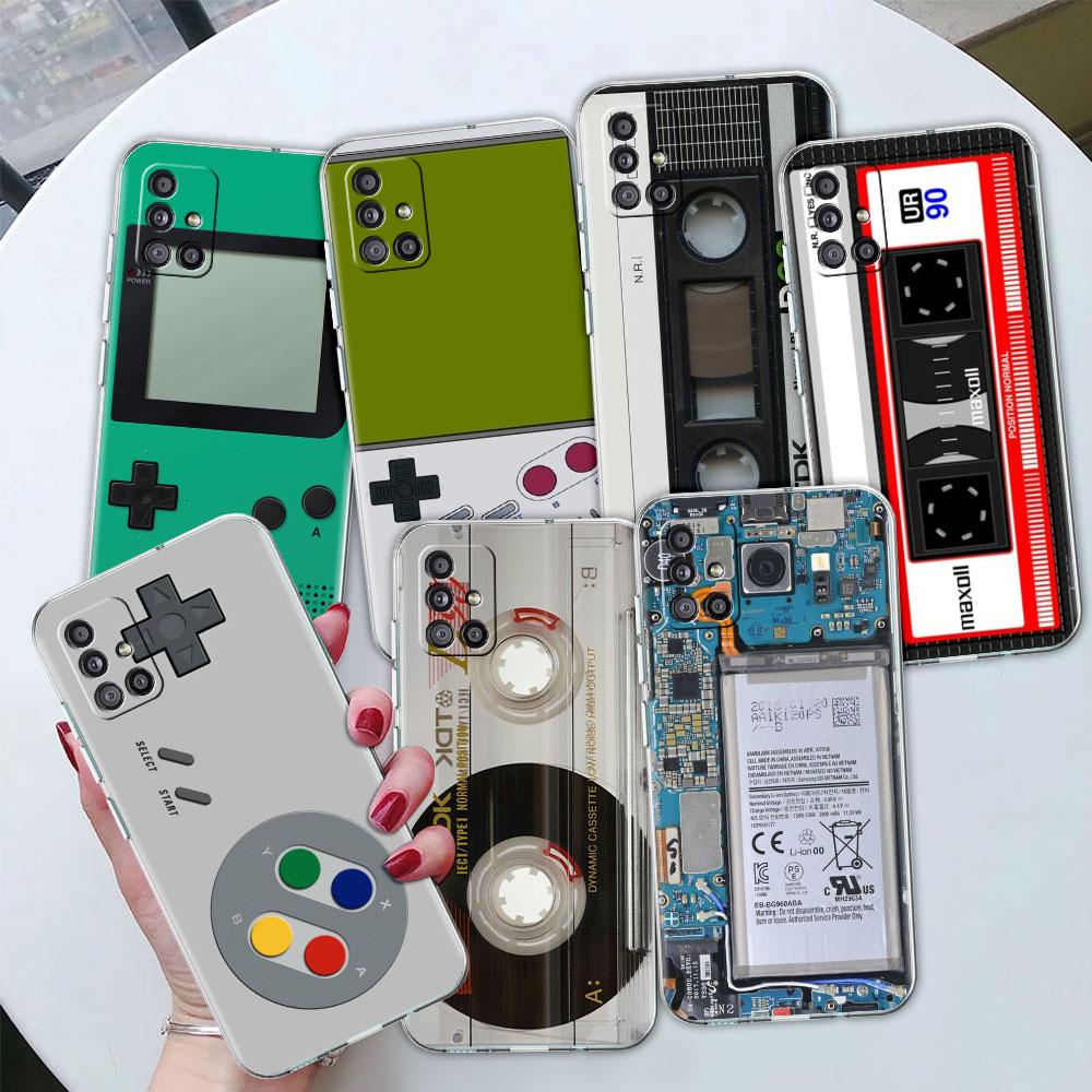 Vintage Camera Cassette Transparent Case For Samsung Galaxy A51 A71 A21s A31 A12 A32 5g A21 Eu A52 4g A41 A11 A22 Phone Cover