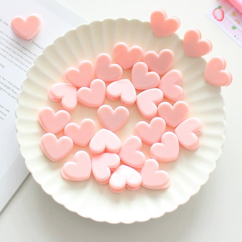 10Pcs Cute Plastic Pink Love Shaped Planner Clips Paper Clips Used For Books Stationery Clip School Office Supplies Planner Clip