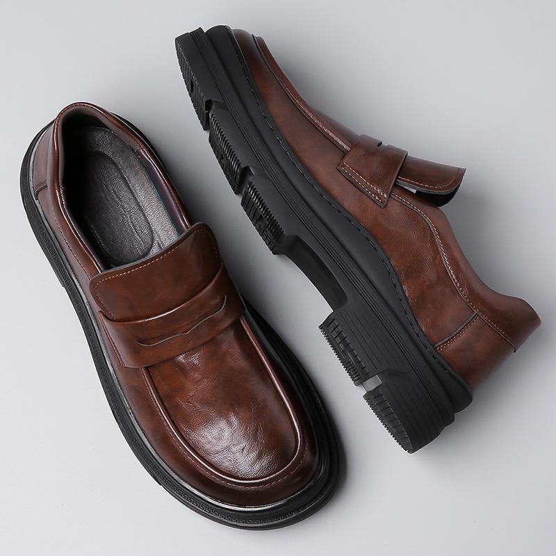 2025 повседневная кожаная обувь мужская платформа осенняя официальная деловая мужская одноногий деловой тренд обувь Doudou мужская 9923