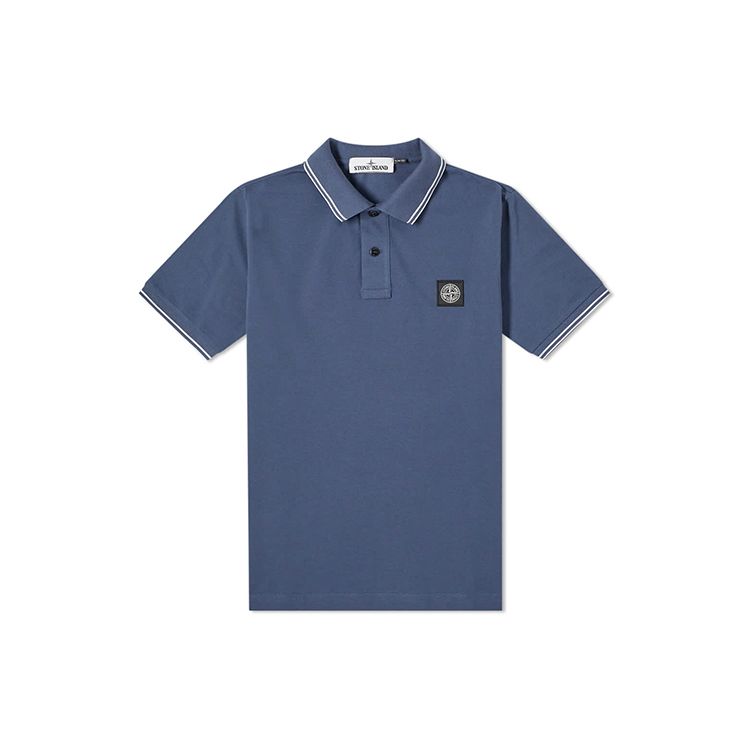 STONE ISLAND Ss21 Логотип Микро Значок Хлопок Повседневная Футболка Поло с Коротким Рукавом Мужская Футболка Поло Синяя 101522S18-V0024