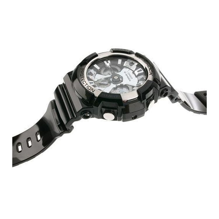Casio Серия часов с двойным дисплеем (жидкокристаллический/стрелочный) Модные Классические Мужские Часы Черные GA-200BW-1A