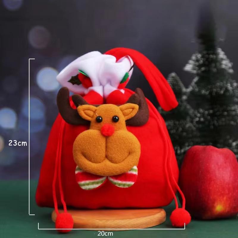 Christmas Santa Claus & Snowman Gift Bag - Apple & Candy Storage for Christmas Eve