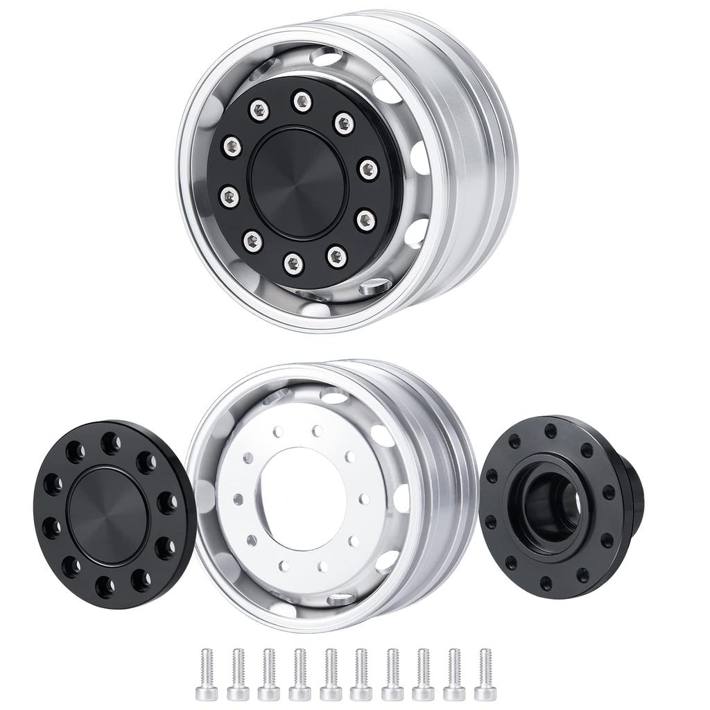 TRZX Metal Front Wheel Rim Wheel Hub for 1/14 RC Tamiya Trailer Truck Car (4pcs)