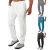 Men's Solid Casual Loose And Comfortable Casual Pants Cotton Linen Drawstring Trousers