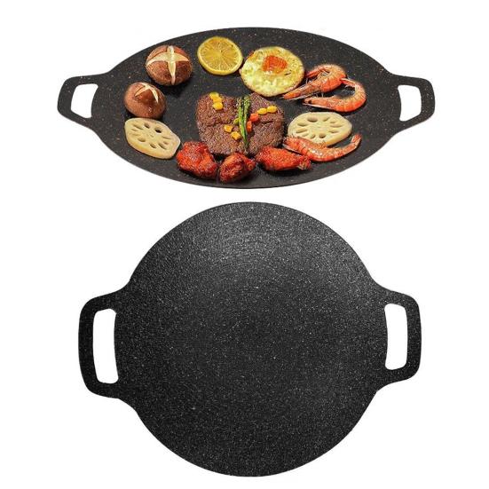 Сковорода-гриль в корейском стиле для плиты, круглая сковорода с антипригарным покрытием и ручками, сковорода-гриль для блинов для готовки в помещении