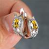 Cute Water Drop Stone Hoop Earrings Multicolor Zircon Luxury Crystal Leaf Earrings Charm Silver Color Wedding Earrings For Women