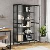 VidaXL Highboard Black 85x40x180 Cm Glass and Steel 353004