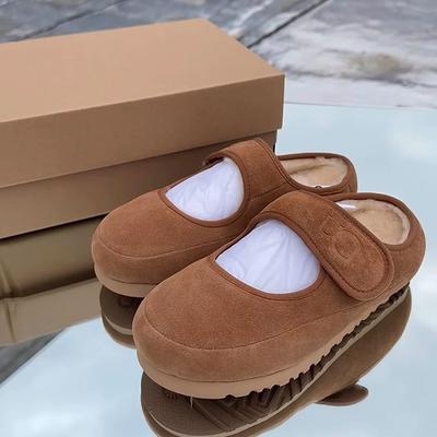 Меховые интегрированные туфли Мэри Джейн на липучке, пушистые тапочки, осень-зима 2025, новые, на толстой подошве, с круглым носком, шлепанцы-мюли для женщин