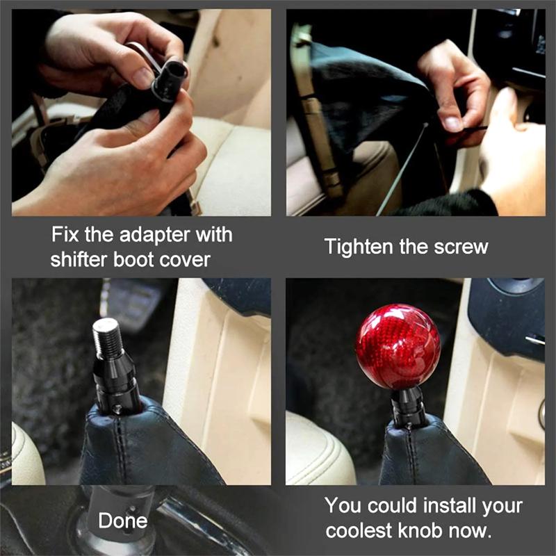 Universal Aluminum Alloy Car Auto Gear Manual Shift Knob Adapter Black for Non Threaded Shifters M12x1.25 M10x1.5