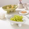 Solid Color Creative Ceramic High Legged Fruit Tray Living Room Tea Table Snack Plate Nut Plate Candy Plate Home Storage Tray