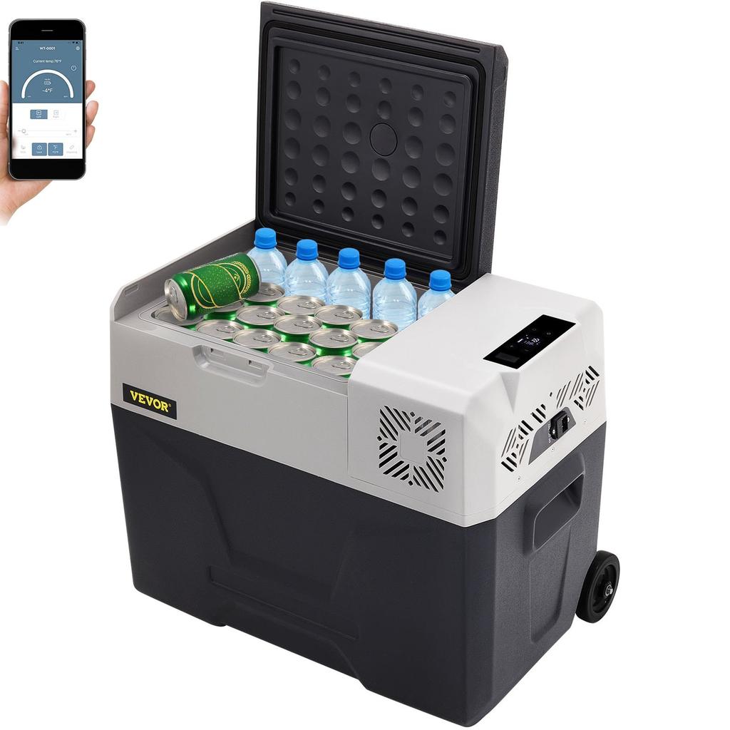VEVOR Car Refrigerator, 12 Volt Car Refrigerator Fridge, 30 L Single Zone Portable Freezer with Wheels and Handle, -4 degrees F-68 degrees F