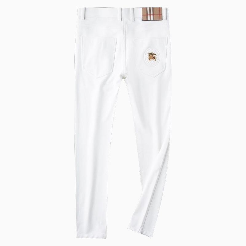Белые мужские джинсы слим-фит, устойчивые к складкам - Стирка, прямой крой, Business Casual, легкая роскошь, модный бренд для осени и зимы.