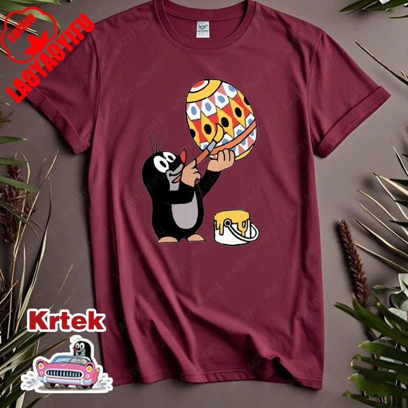 История Кротика Krtek Винтажный Мультфильм Аниме Футболка с Коротким Рукавом Мужская Женская Хлопок Круглый Вырез Повседневная Свободная Смешная Детская Модная Футболка