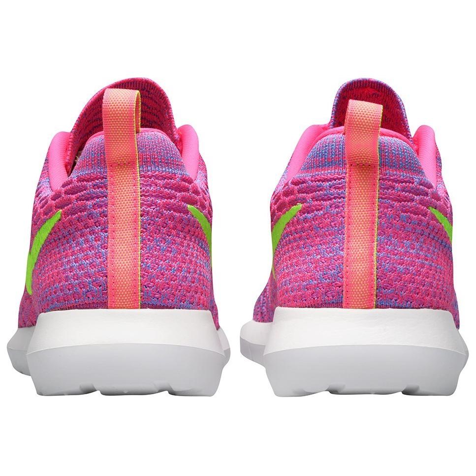 Nike Roshe Run Flyknit Мужские Розовый Флеш Флеш Лайм Клубный Розовый 677243-601