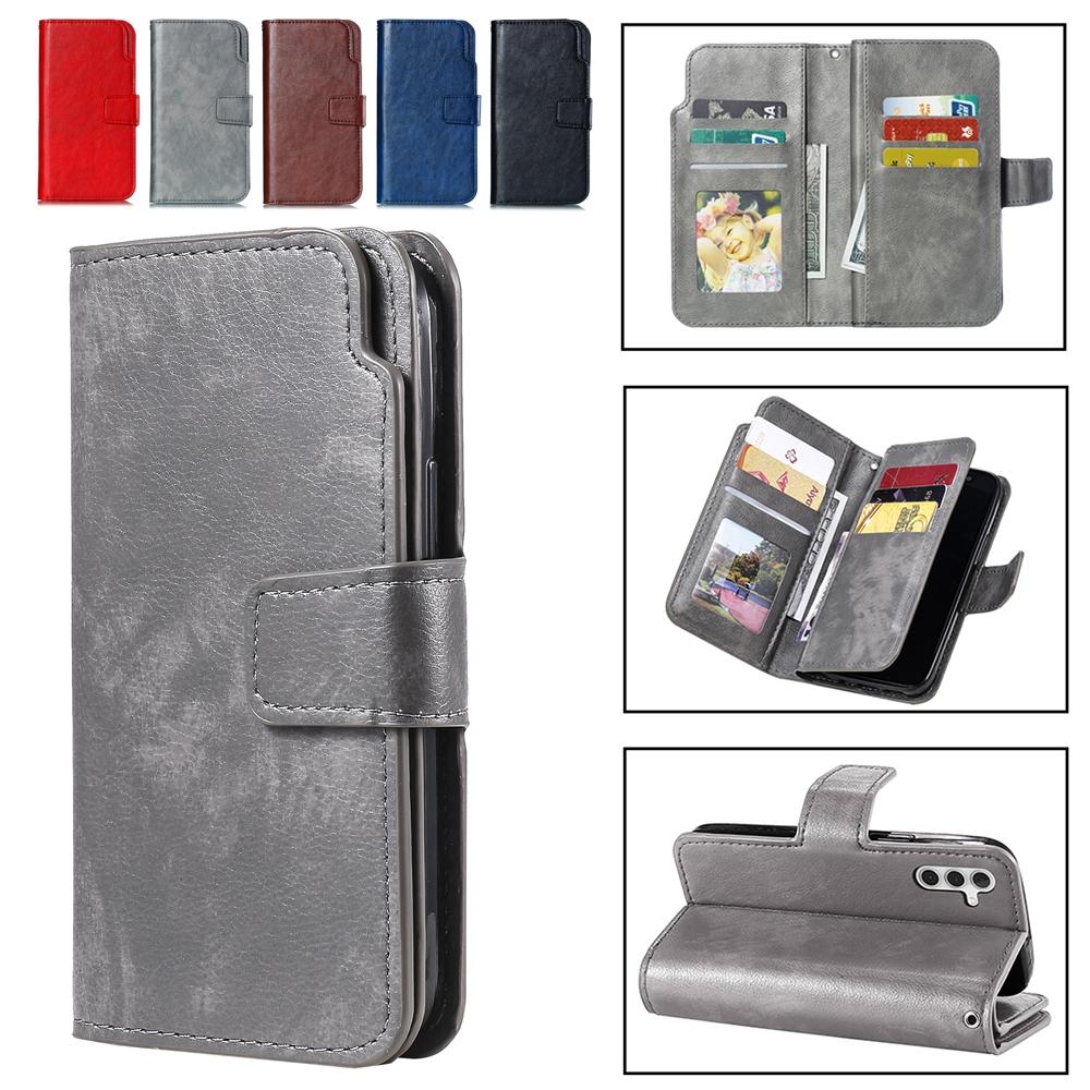 Retro Flip Leather Case For Samsung Galaxy S24 S23 FE S22 A05S A14 A15 A23 A24 A25 A34 A35 A54 A55 A73 Cards Holder Wallet Cover