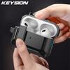 KEYSION Bluetooth Earphone Case for AirPods Pro 3 Soft Silicone+PC Shockproof Back Cover With Switch Lock Mountaineering Hook