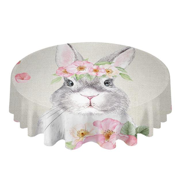 Пасхальный акварельный кролик цветок круглый стол скатерть фестиваль столовая водонепроницаемая скатерть покрытие стола для свадебной вечеринки декор