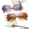 Солнцезащитные очки без оправы женские солнцезащитные очки с большой оправой модные солнцезащитные очки с креативным дизайном с обрезанным краем градиентные зеркальные EMA