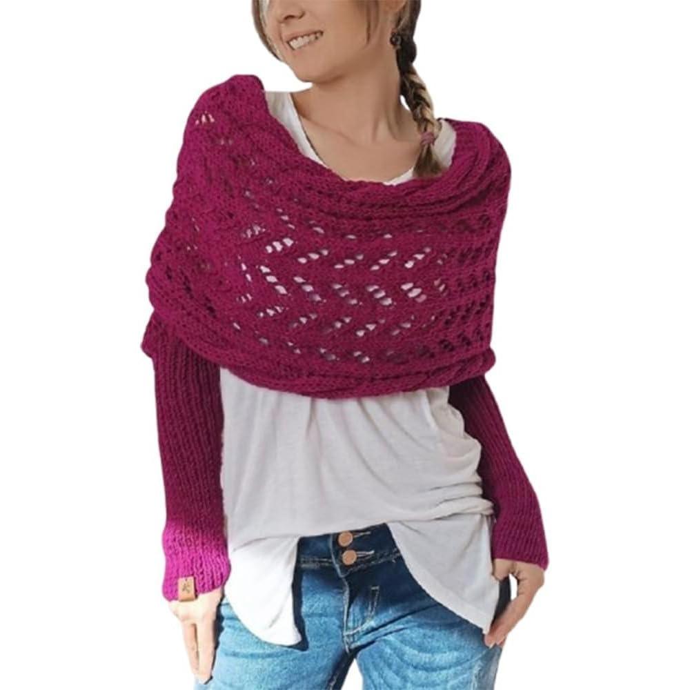 Cable Sweater Shawl Wrap Solid Color Knitted Cable Wrap Creative Gift Knit Scarf Sweater  for Women