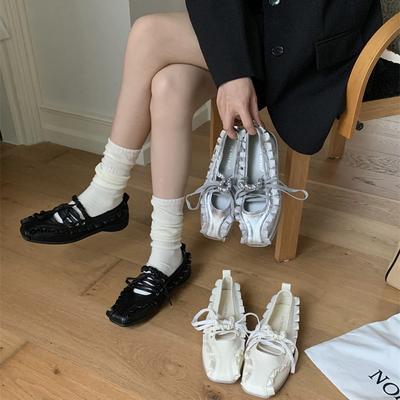 2025 балетки Мэри повседневный ветер пустоши легкий зарубежный стиль новые китайские большого размера на шнуровке женские парусиновые туфли