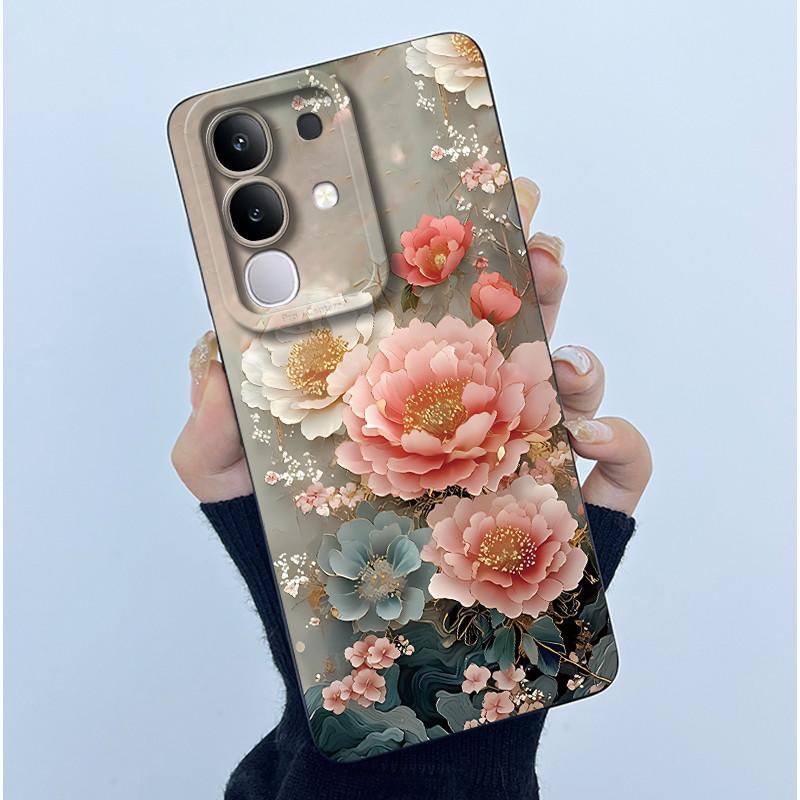 Чехол для телефона Vivo Y29 4G Модный Минимализм Масляная Живопись Цветок Мягкий Жидкий Силикон Задняя Крышка Для Vivo Y 29 4G Fundas