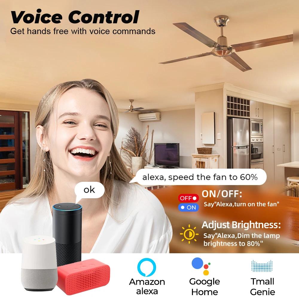 Melery Tuya Wifi Smart Ceiling Fan Speed Switch EU 220V Mini Wall On Off Module Remote Electric Control For Alexa Google Home