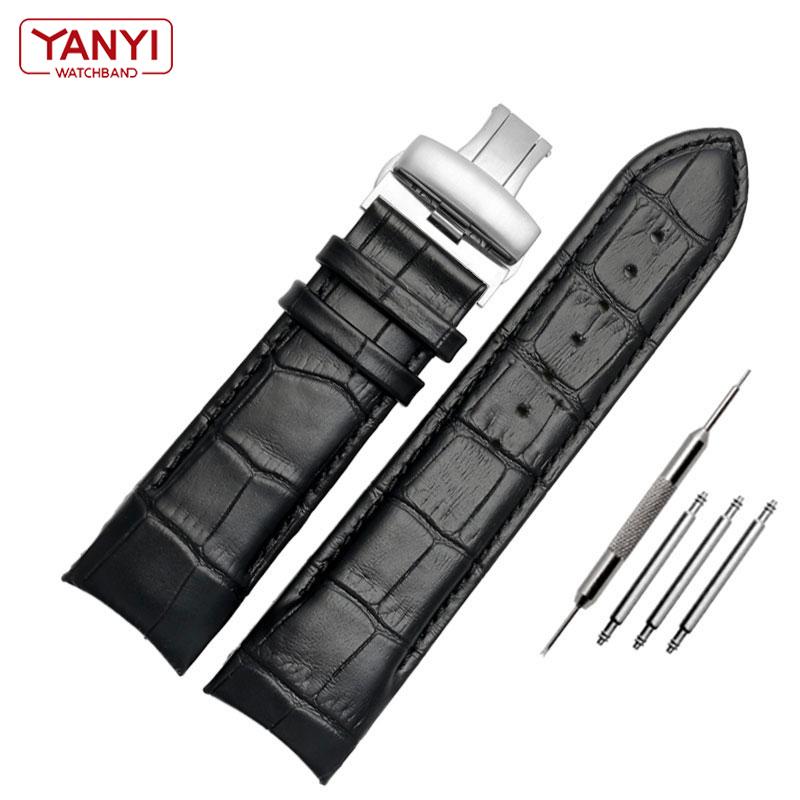 Ремешок для часов из натуральной кожи 22 мм, 23 мм, 24 мм для Tissot T035.407A T035.617A 627A, ремешок для часов, браслеты с пряжкой-бабочкой