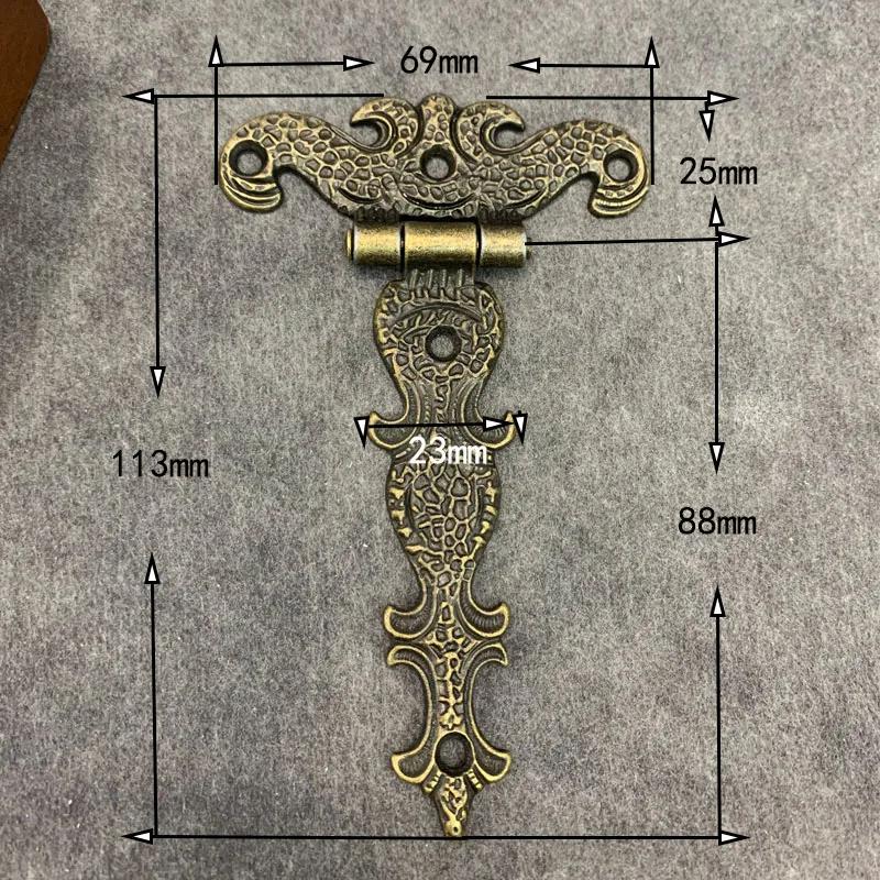 2pcs Cabinet Door Area Butt Hinges Classic Style Brass Plated Large Hinge Big Decorative Jewelry Wooden Box Furniture Fittings 11369mm