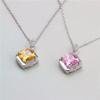 CC Necklaces Pendants For Women Sterling Zirconia Square Pink/Yellow Stone Fashion Jewelry No Chain CCN257