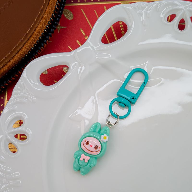 5Pcs Cartoon Kawaii Flower Labubu Keychain Pendant  Funny Car Keyring Exquisite Cute Backpack Decoration Accessories Gift