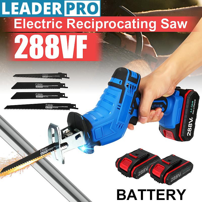 288VF Электрическая аккумуляторная сабельная пила Цепная пила Регулируемая скорость Пила для резки дерева металла ПВХ труб Мощный инструмент с лезвиями 325x110мм