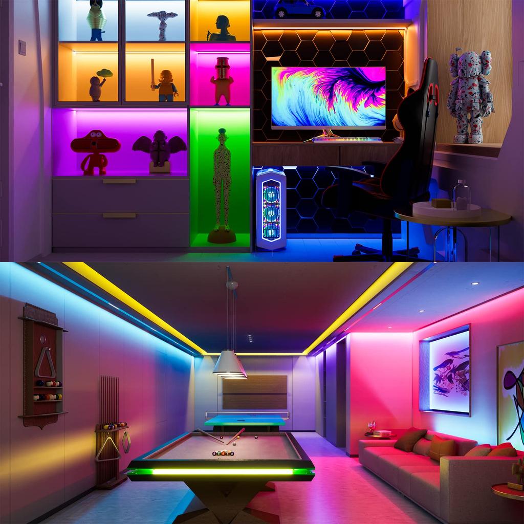 5V RGB COB LED Strip Light USB Flexible Tape with APP Control, Music Sync, Remote for TV Backlight Bedroom Cabinet DIY Decor