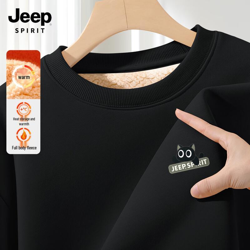 JEEP SPIRIT Мужской свитшот свободного кроя с круглым вырезом из флиса из овечьей шерсти