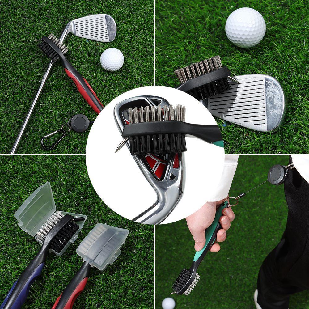 Portable Golf Accessories Double Sided Golf Club Brush Clip To Bag Groove Cleaner Cleaning Tool