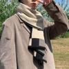 Шарф из акриловых волокон Color Block Длинный Мужской Толстый Шарф Универсальный Вязаный Шарф R-образной формы Подарки