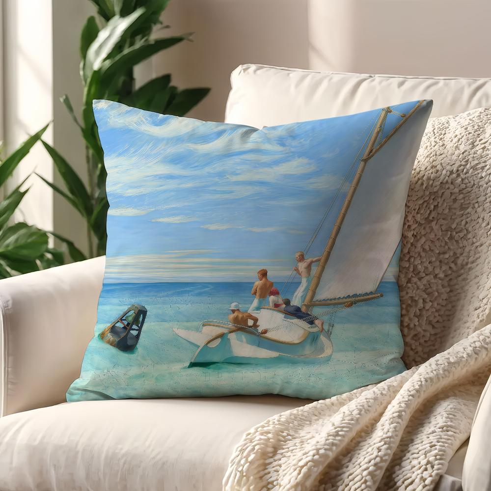 Painter EEdward Hopper Cushion Cover For Pillow Printing Sofa Decoration Home Car Room Coffee Shop Office Nordic Simplicity