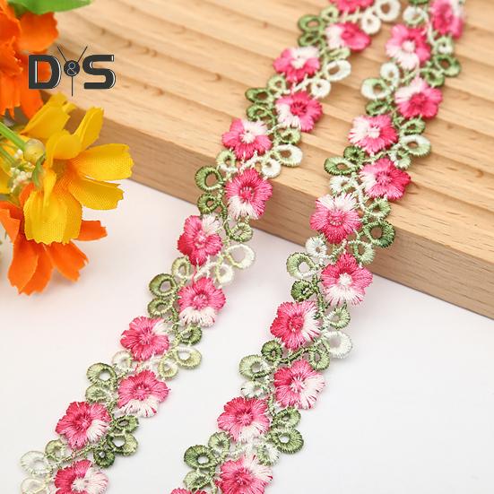 Цветочная кружевная отделка лента яркий цвет широко используется DIY ремесла вышитые крючком кружева отделка ткани украшения для шитья