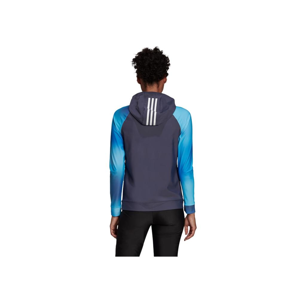 adidas Длинный рукав Рашгард с принтом логотипа и цветными блоками Повседневная спортивная куртка Женская куртка Синий Белый HB1676