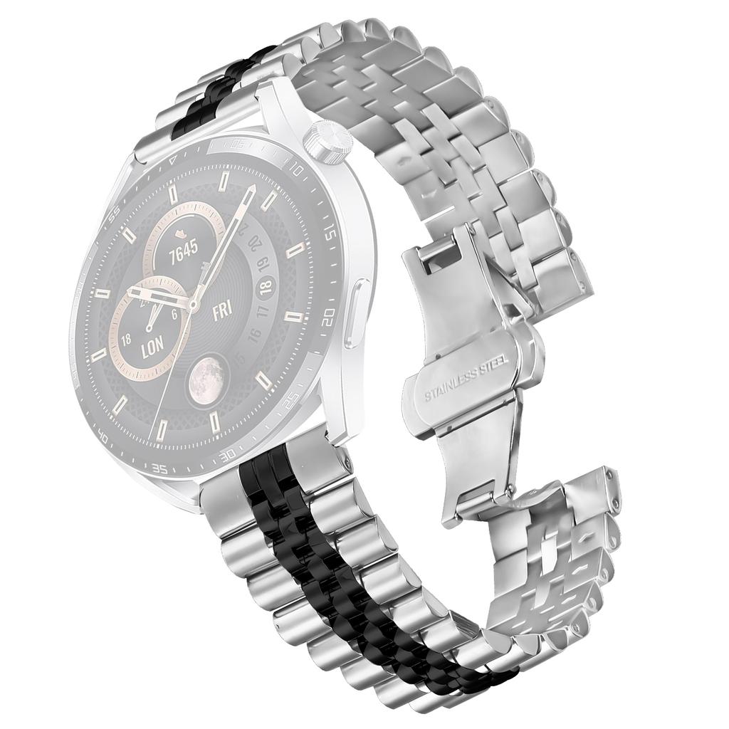 For Huawei Watch Buds Wrist Band 5-Bead Stainless Steel Butterfly Clasp Watch Strap