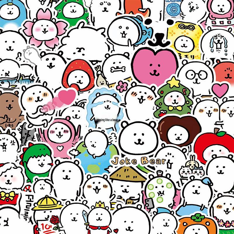 100 Cute Self-Deprecating Bear Stickers: Waterproof Decoration for Journals, Phones, Notebooks, and DIY Projects