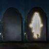 Halloween Novelty Ghost Mirror Light-up Hologram Ghost Mirror with LED Light for Haunted House Indoor Bedroom Kitchen Fireplace Decor