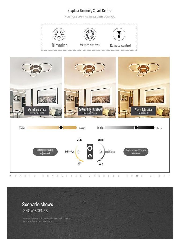 Скандинавская современная светодиодная потолочная лампа - Креативный круглый дизайн для гостиной, кабинета, спальни
